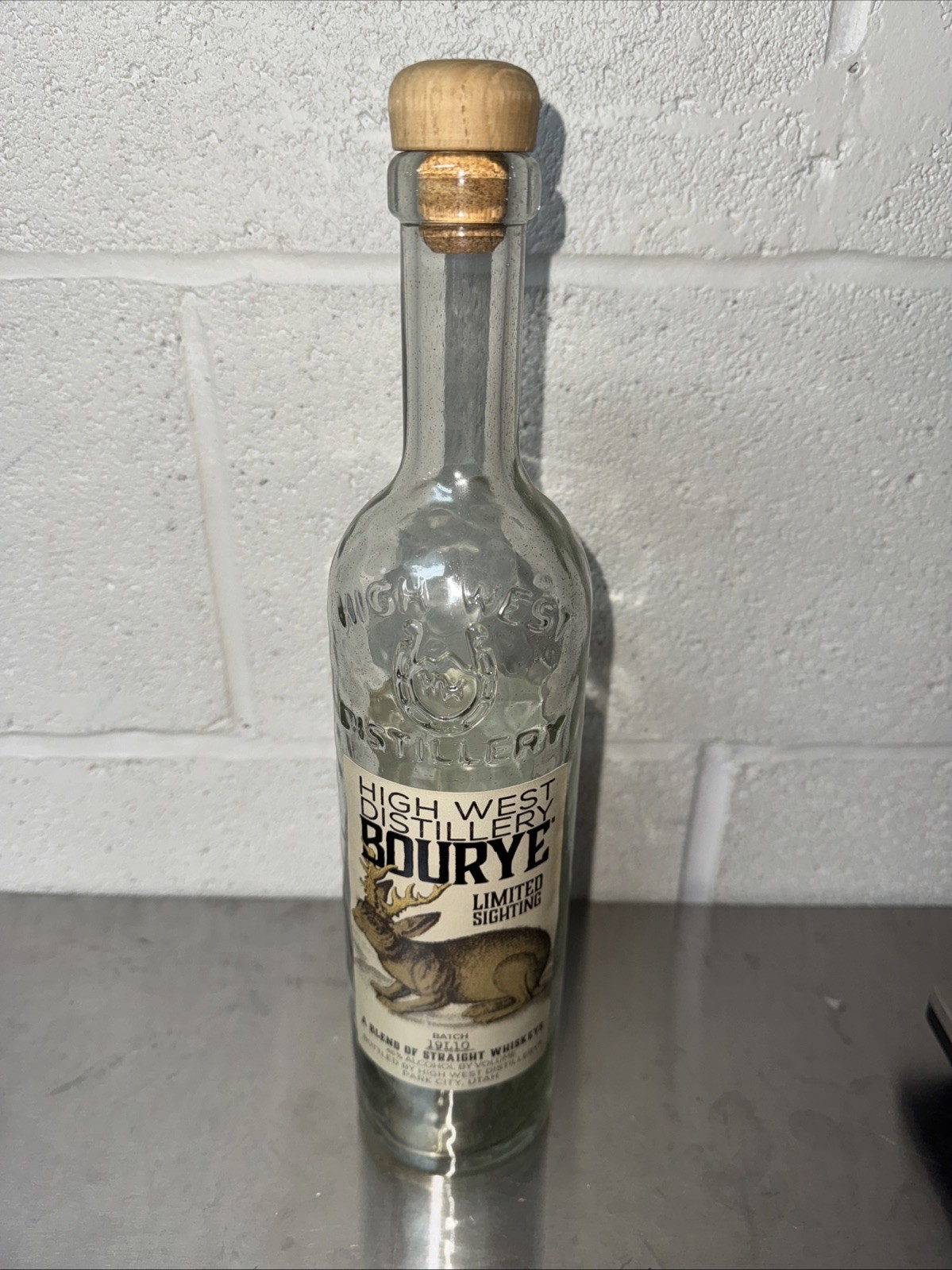 High West Bourye Bottle Rare Batch 19L10 Limited Sighting Empty Bourbon Glass