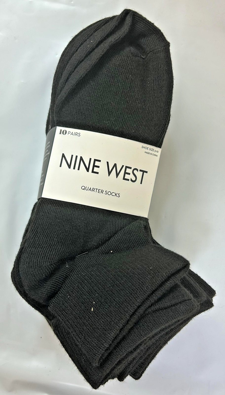 10 Pack Pairs Nine West Quarter Socks Women's Size 5-10 Pairs Black (LNW2207-10)