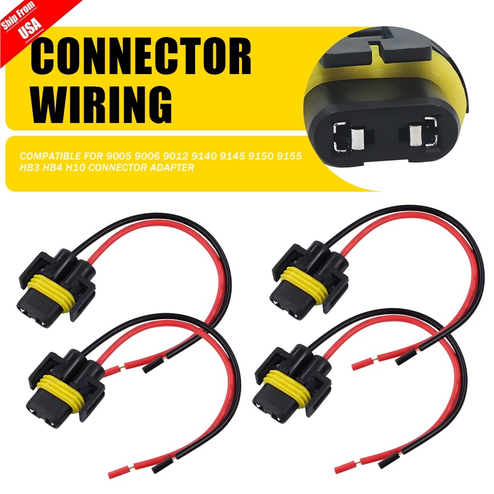 4x 9006 9005 Headlight High / Low Beam Female Connector Wiring Harness Socket