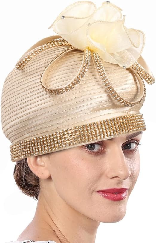 Derby Hat for Women Church Hats with Rhinestone