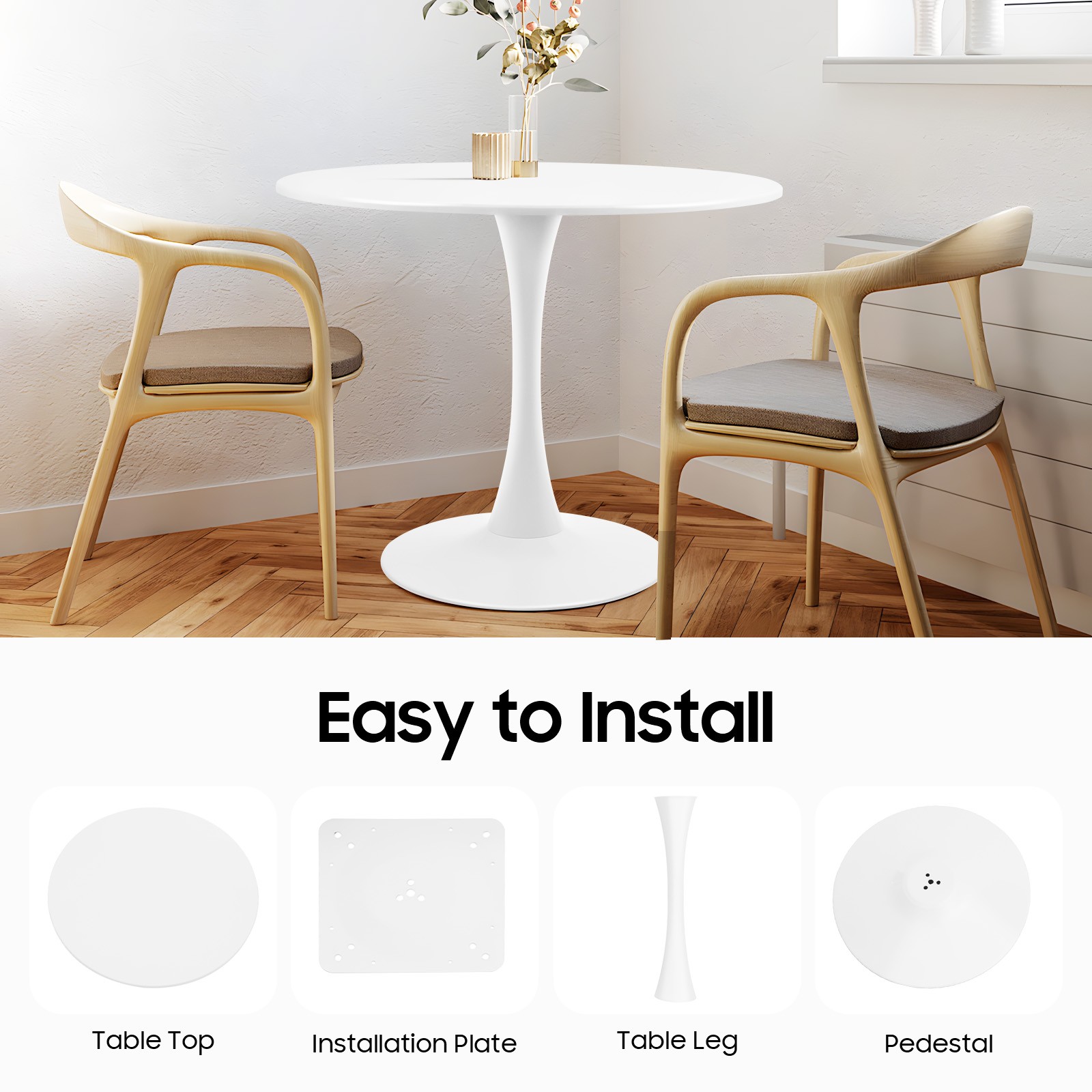 Kitchen Dining Table Round Table Small Waist Design Living Room Leisure Table US