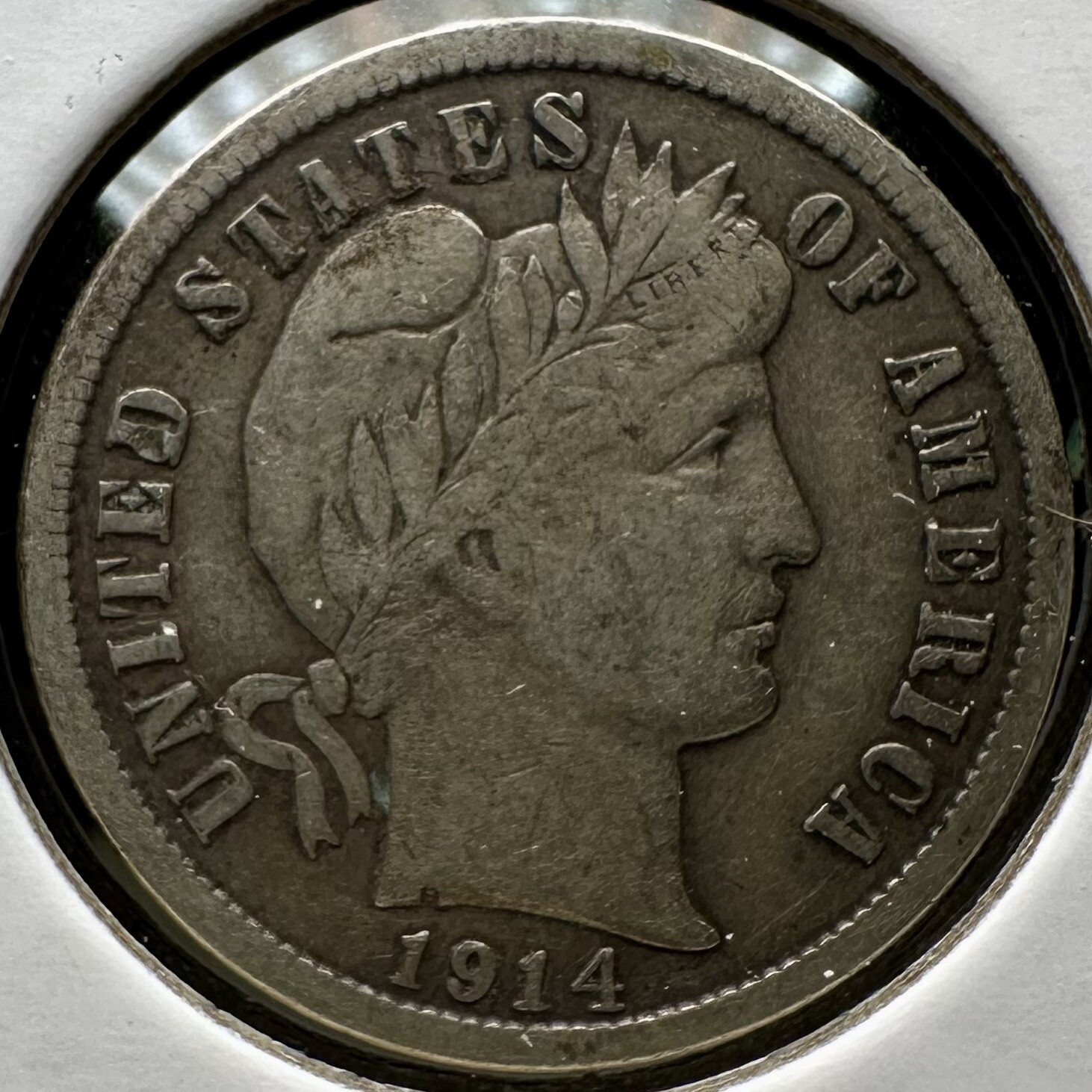 1914 (P) Barber Dime - Full LIBERTY - FINE/VF - Free Shipping! [A]