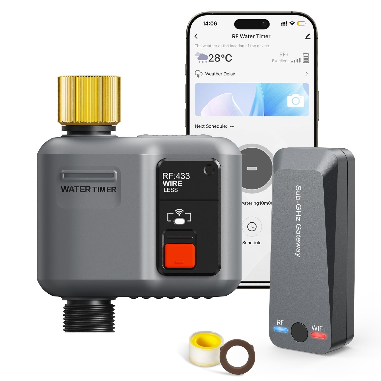WiFi Water Timer for Garden Hose, WiFi Sprinkler Controller with 984ft RF Ran...