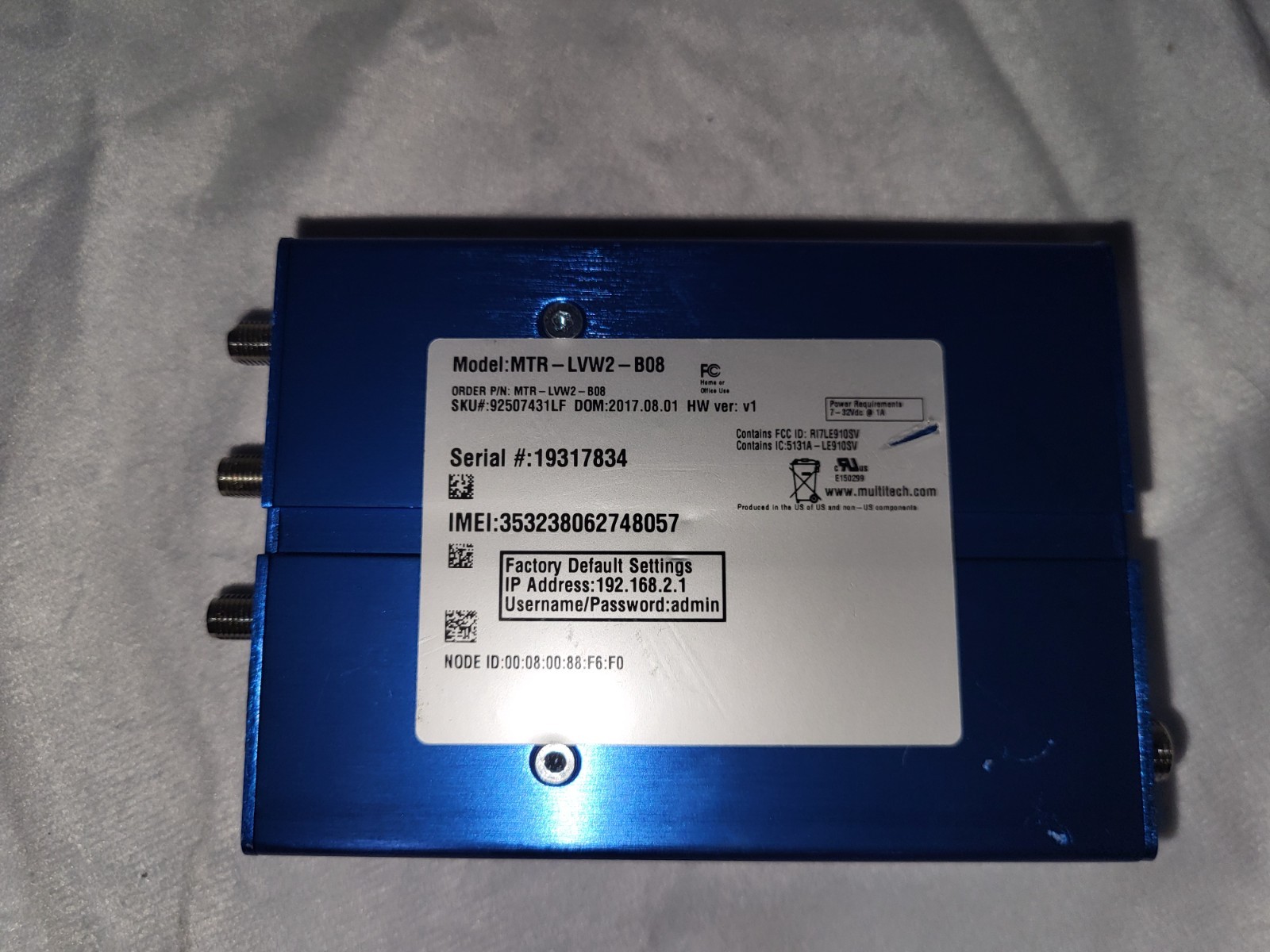 MultiTech MultiConnect rCell MTR-LVW2-B08
