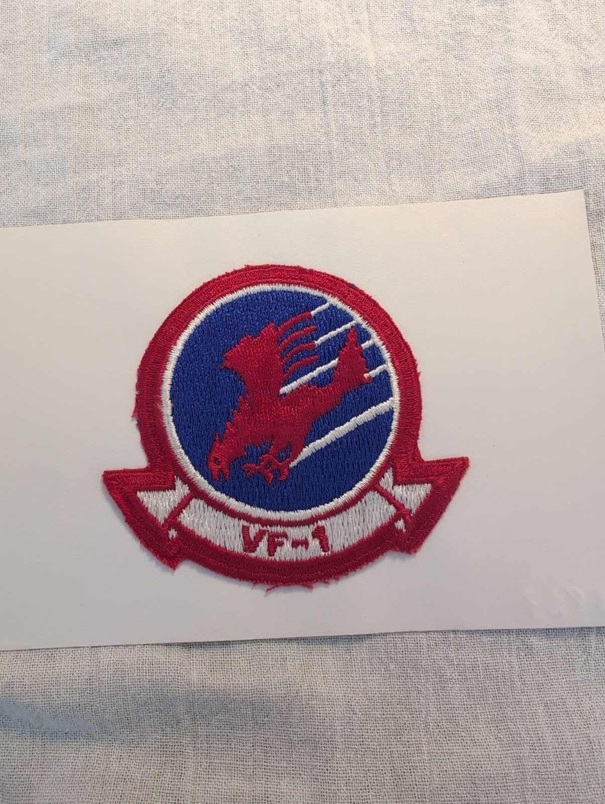 USN VF-1 Wolfpack Fighter Squadron Patch US Navy F-14 Tomcat Red Blue Embroidere