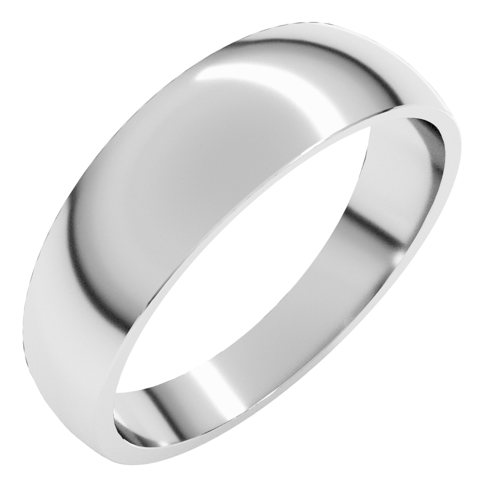 Platinum 6 mm Round Tapered Half Round Comfort Fit Wedding Band