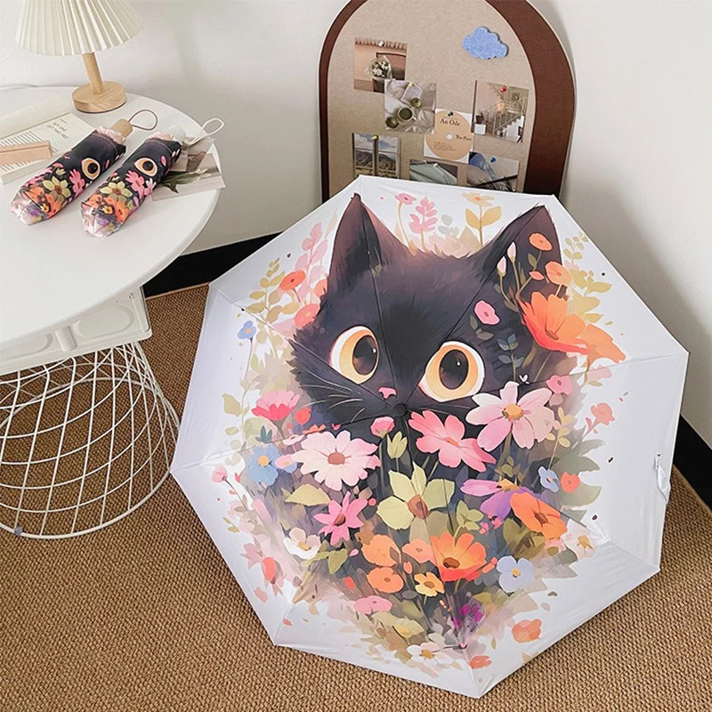 Bouquet Cat Umbrella Triple Folding Fully Automatic Umbrella Sunscreen