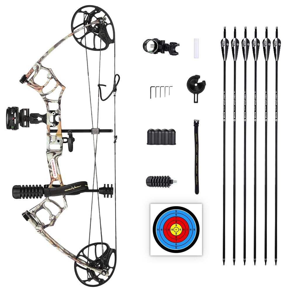 Compound Bow Package 22.5-30" Draw Length 10-50 lbs 290fps Hunting Archery Set
