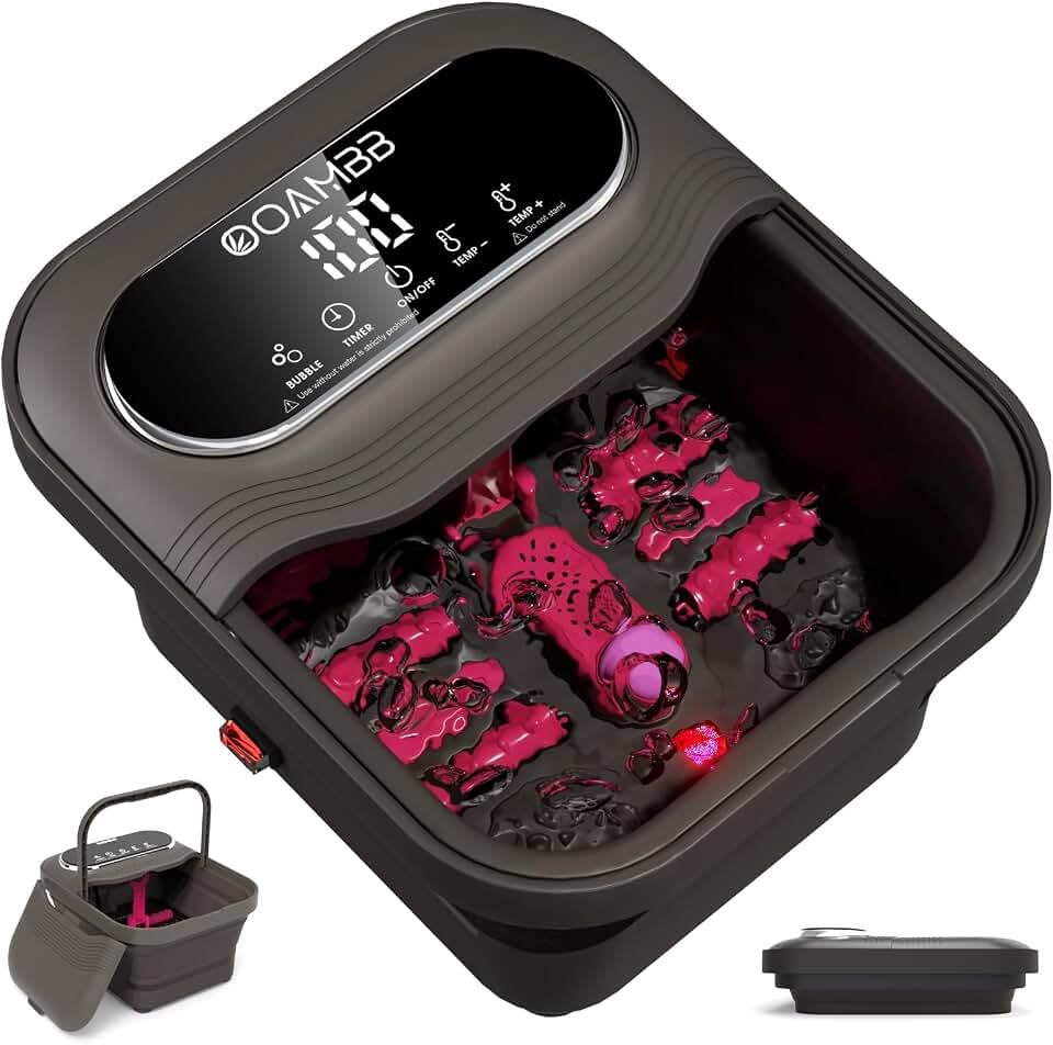 OOAMBB Collapsible Foot Spa with Heat, Bubble and Temp Control, Foot Bath Mas...