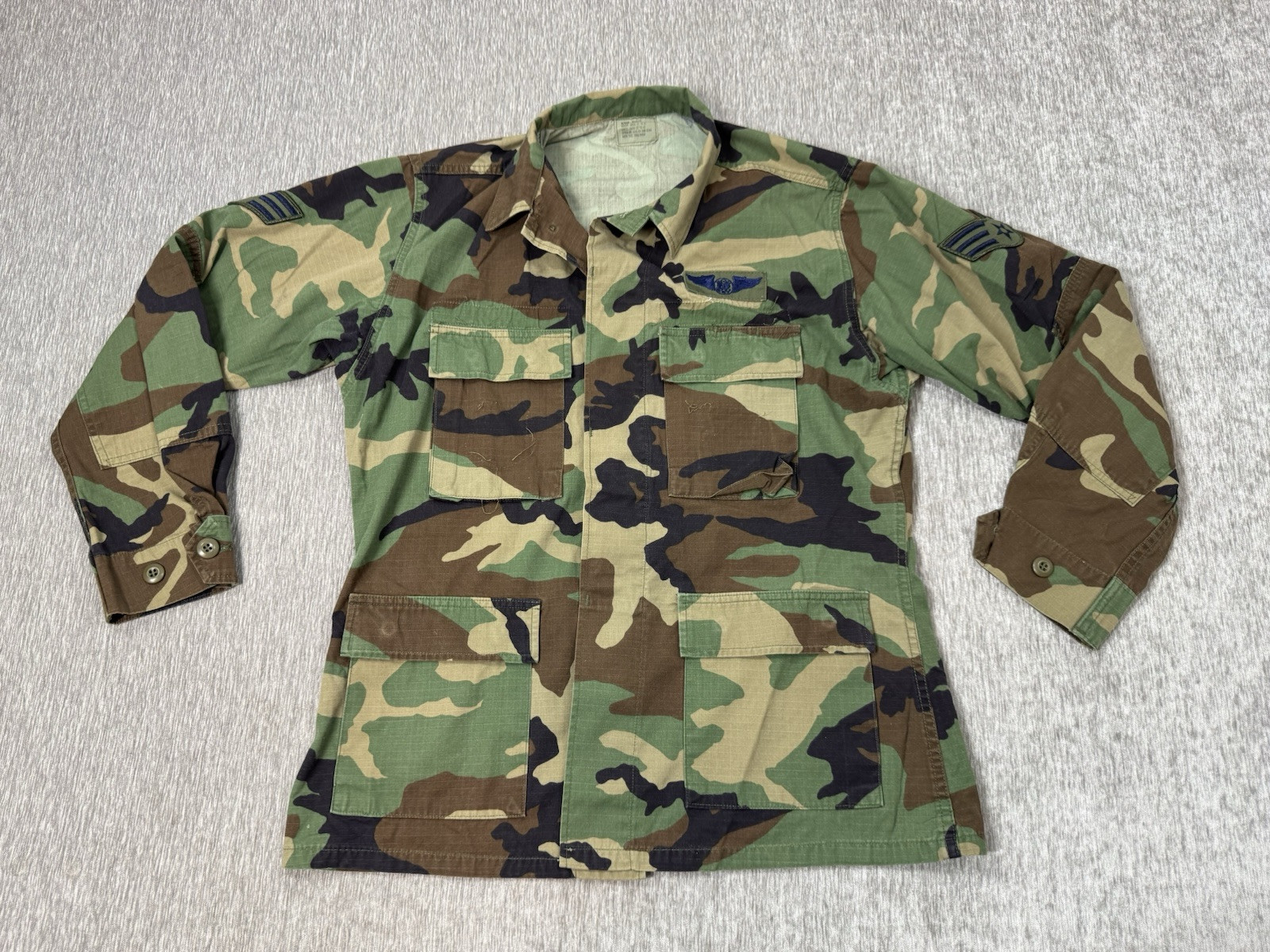 US Military Jacket Mens Medium Regular Woodland Camo Hot Weather Ripstop Combat