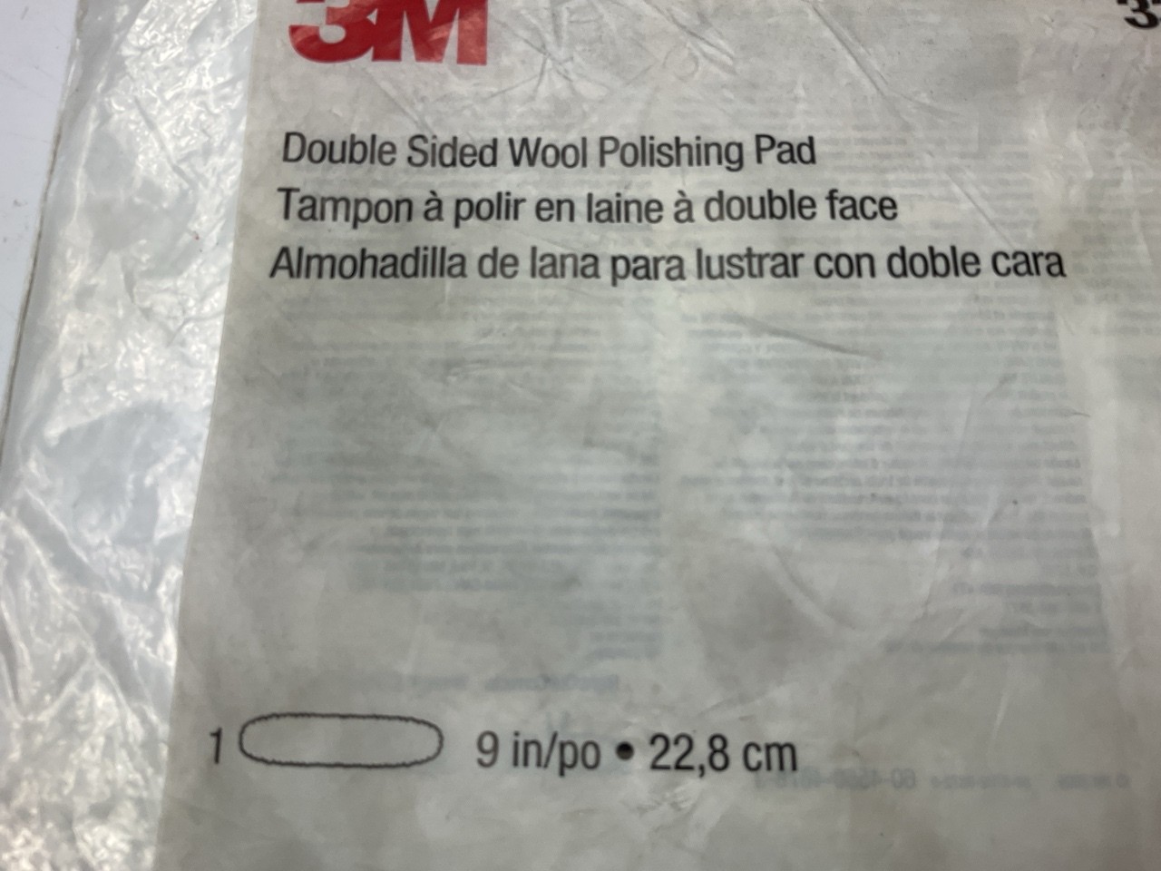 3M 33282 Double Sided Wool Polishing Buffing Pad, 9" Diameter