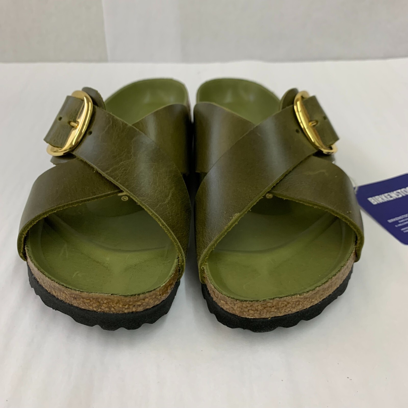 Birkenstock New w/ Box Siena Big Buckle Olive Green Oiled Leather Exquisite Nar