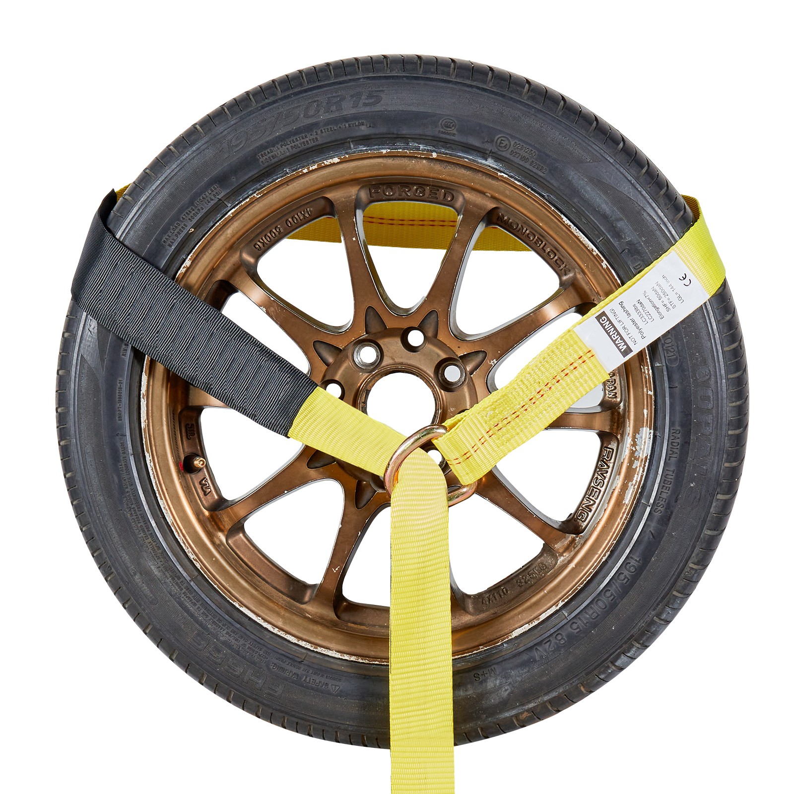 4 Set Wheel Chock Tie-Down Kit Flatbed Ratchet Tie Down Strap w/Spring Hooks
