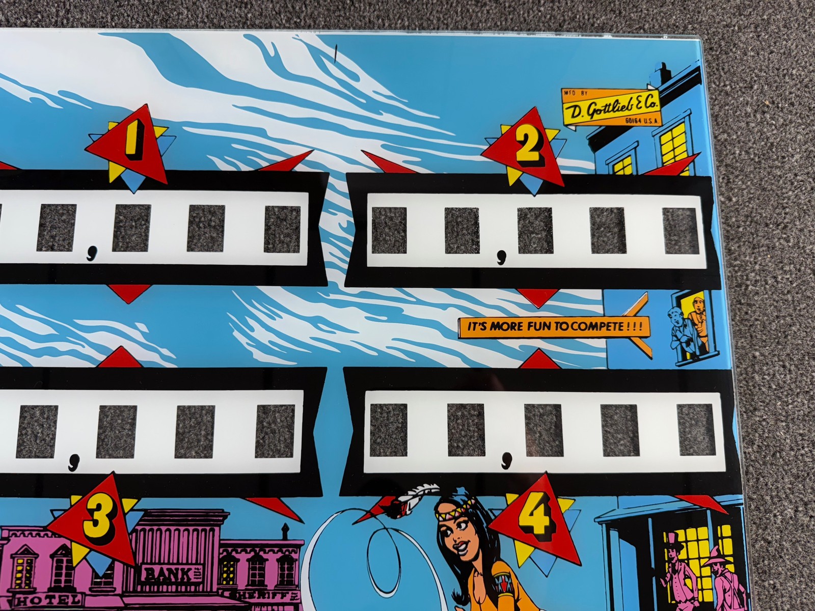 Gottlieb Fast Draw Pinball Machine Game Backglass Silkscreened NEW
