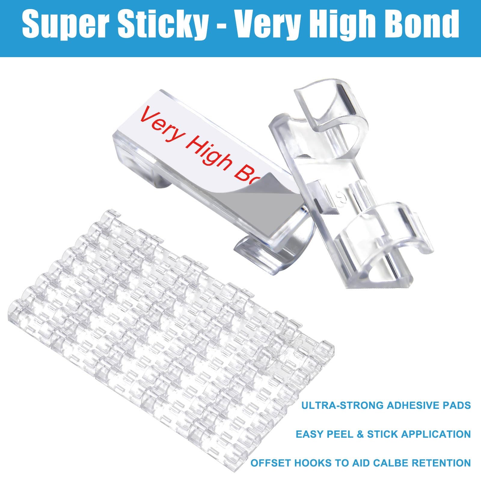 40PCS Strong Adhesive Cable Clips Clear, Premium Wire Holders for Wall, clear