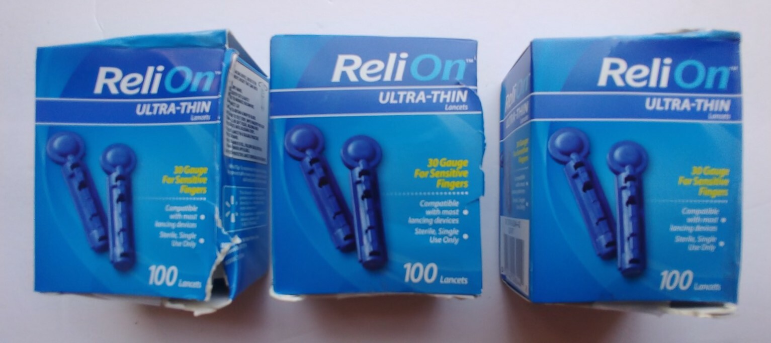 Lot Of 3 ReliOn Ultra Thin Lancets 30 Gauge Sensitive Fingers 100ct Exp 10/2023