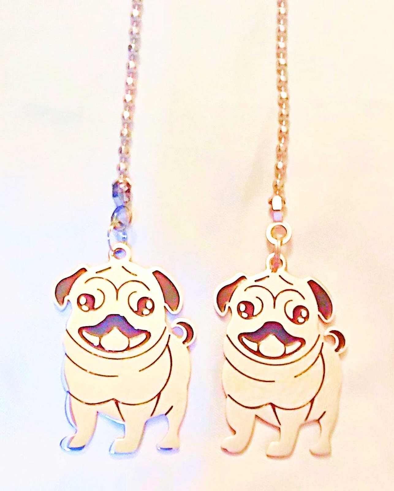 Set of 2 - PUG DOG Metal - Ceiling Fan Pull Chains