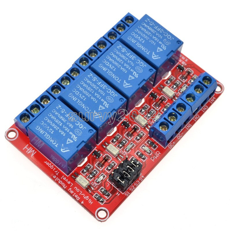 12V 4-Channel High Low Level Trigger Relay for AVR DSP TTL With Optocoupler