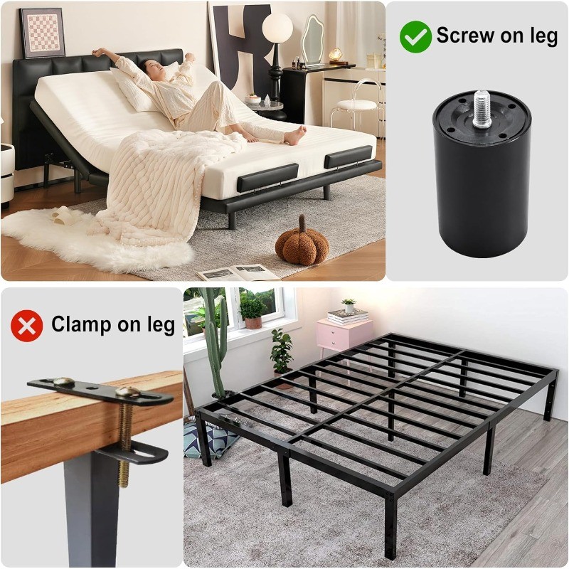 12 Inch Bed Legs Replacement for Adjustable Bed Frame Base, Felt Bottom Protect