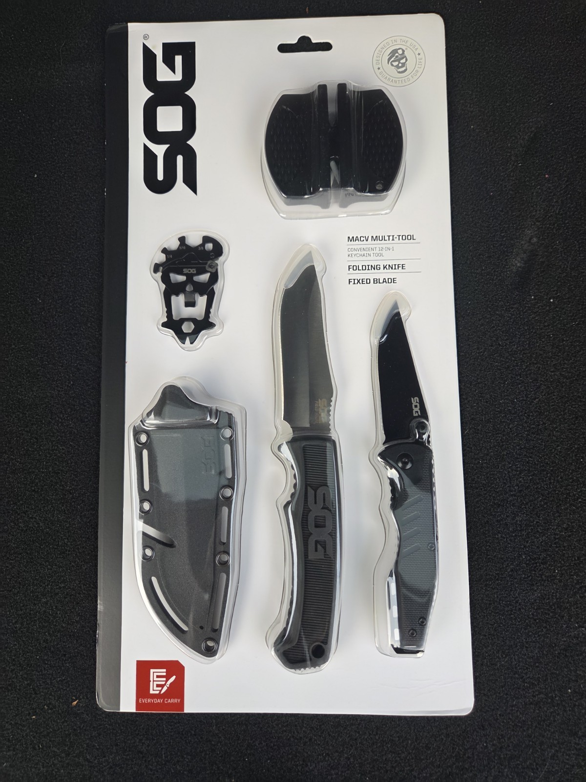SOG MULTI TOOL 2 KNIFE SET WITH SHARPENING STONE NEW