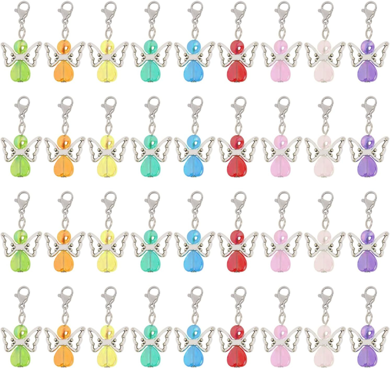 Angel Wing Charms Acrylic Dangle Pendants Fairy Heart Beads Charm with Lobster C
