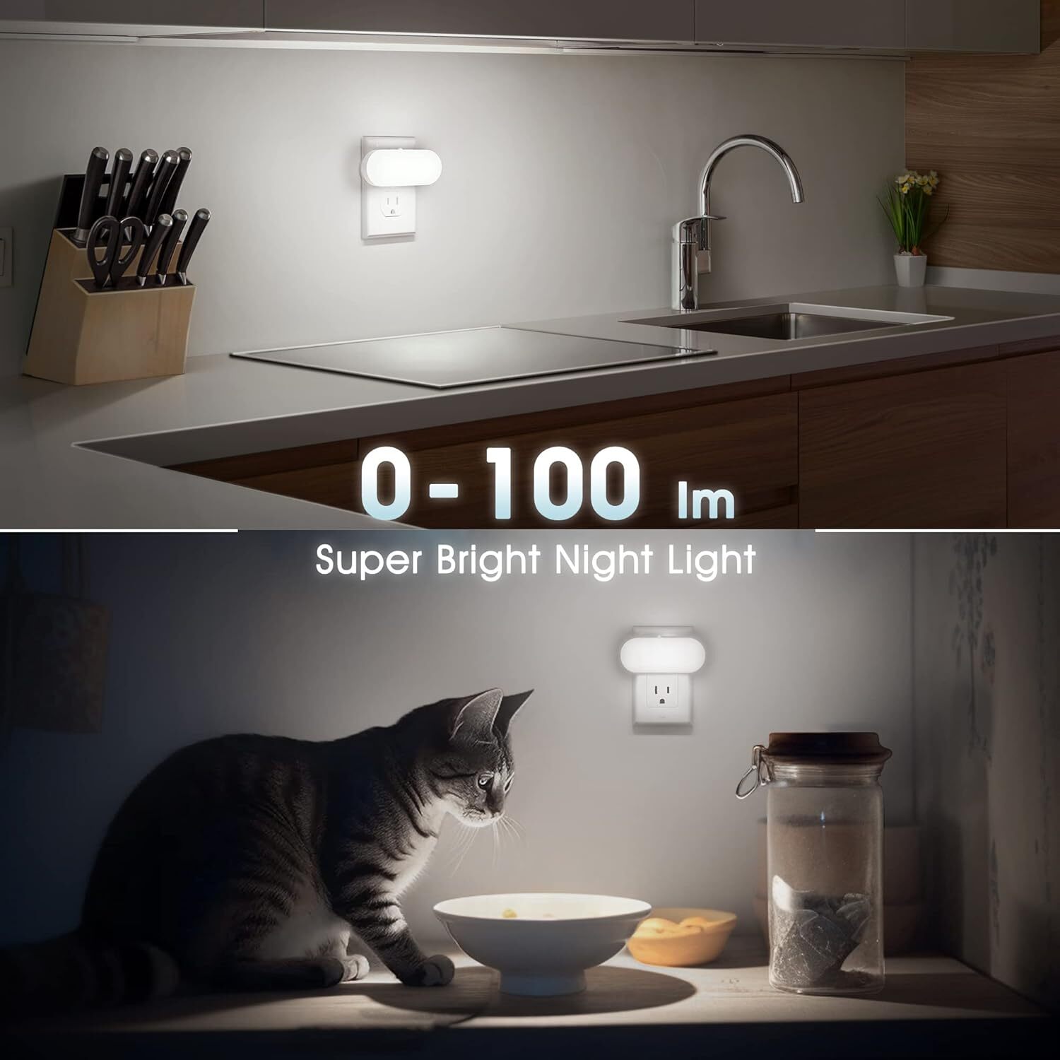 Led Night Light Plug Into Wall 2 Pack With Dusk To Dawn Sensor 1W 5000K Dimmable