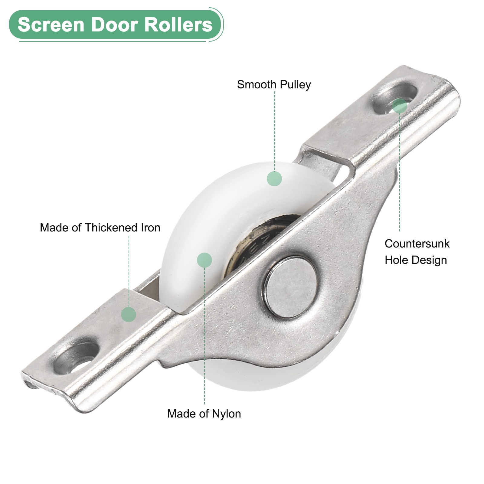 5-Pack Screen Door Rollers, 30mm/1.18" Dia Nylon Single Wheel [White]