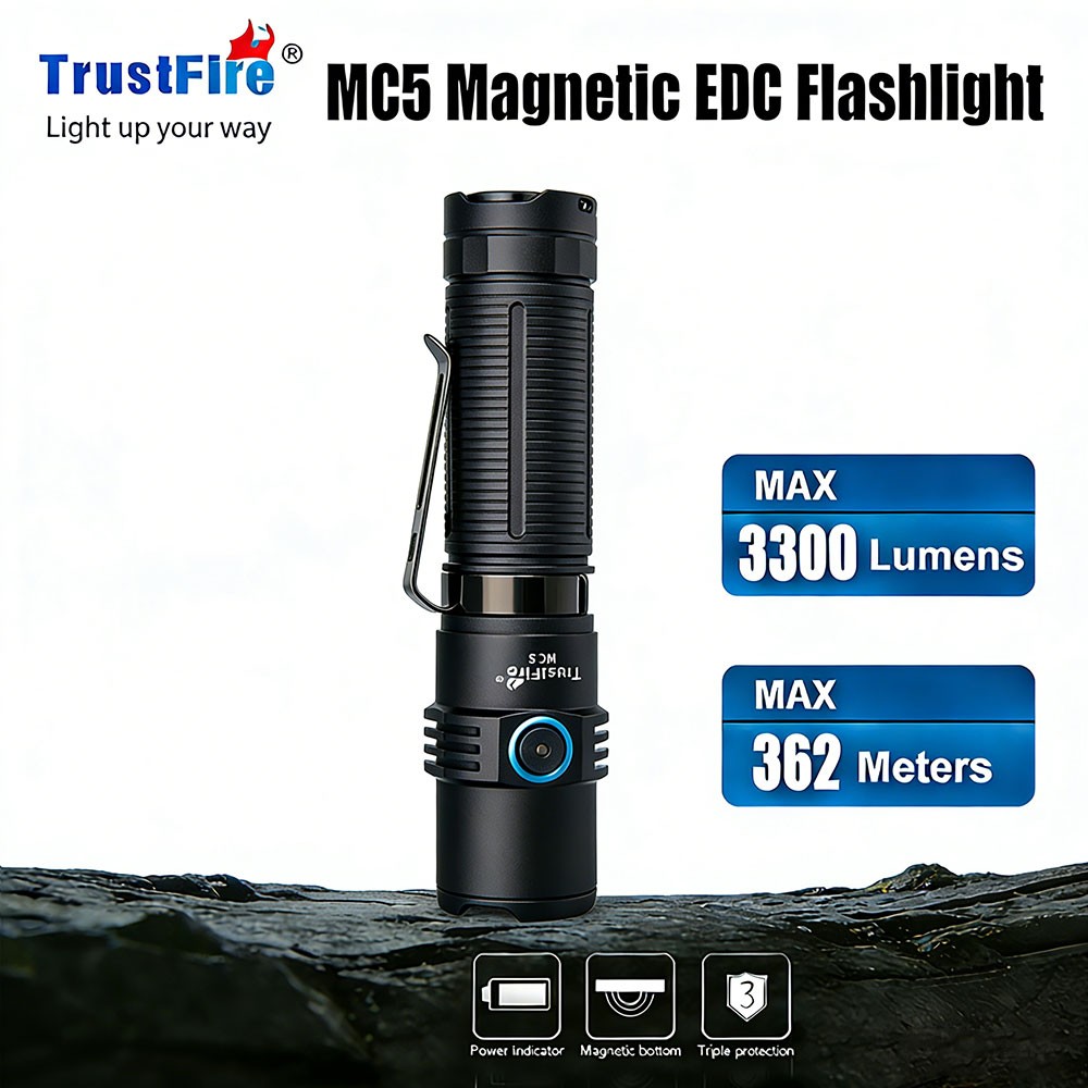 TrustFire MC5 3300Lumen Magnetic LED Flashlight Powerful Waterproof