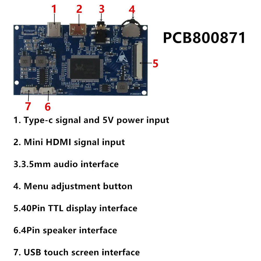 8 Inch HJ080IA-01E IPS 4:3 LCD Screen DIY Type-c Mini HDMI Driver Control Board
