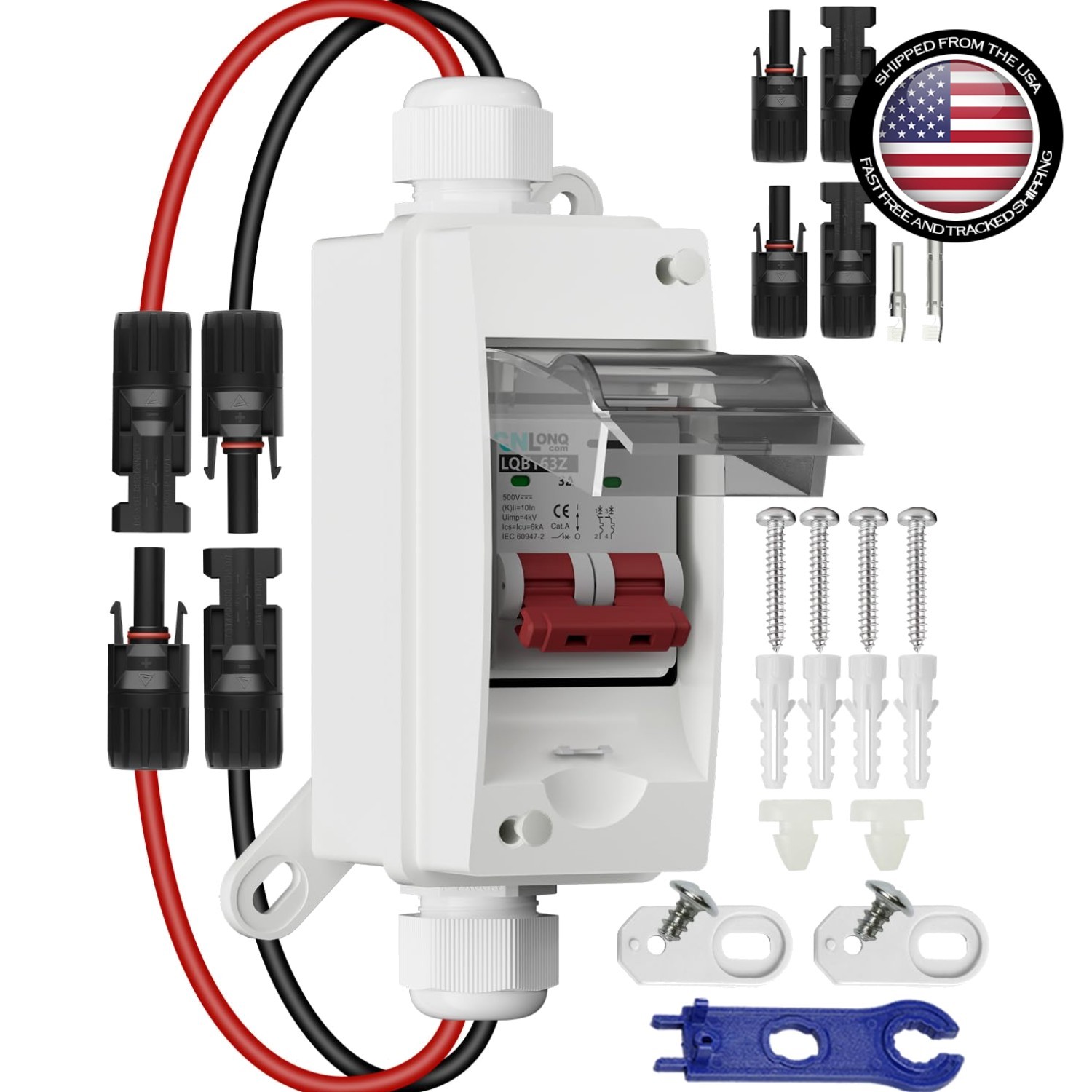 Solar Disconnect Switch 32A  Waterproof Circuit Breaker for PV Off-Grid Systems
