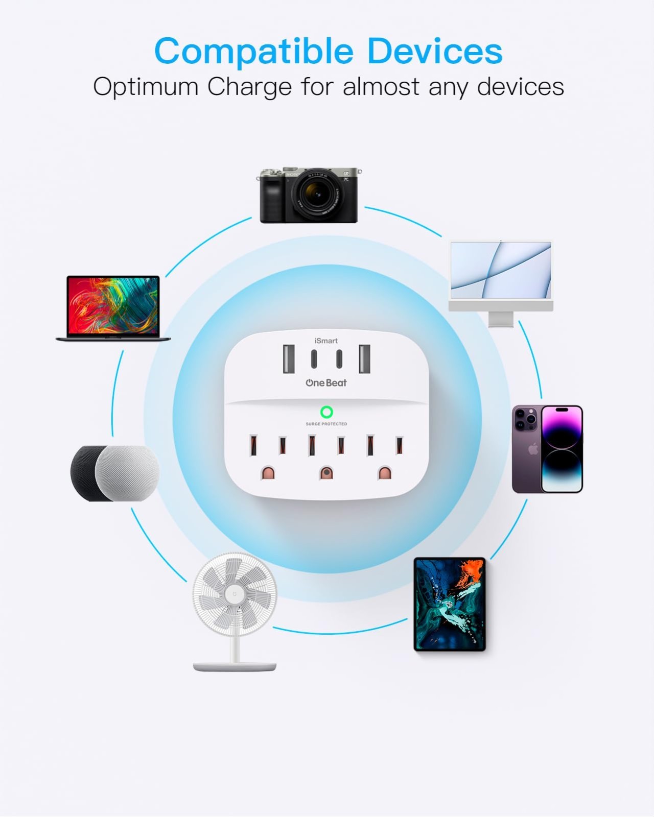 Multi Plug Outlet Splitter with USB, Surge Protector 2 Pack, 3 Outlets & 4 USB P