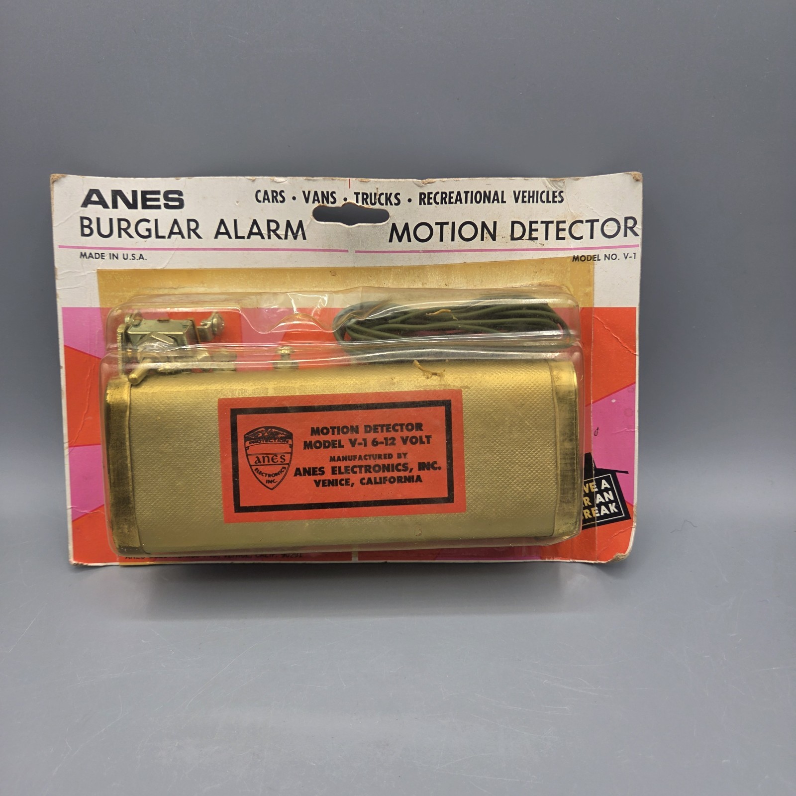 VTG ANES Burglar Alarm Motion Detector Model V-1 6-12V Made in USA NOS