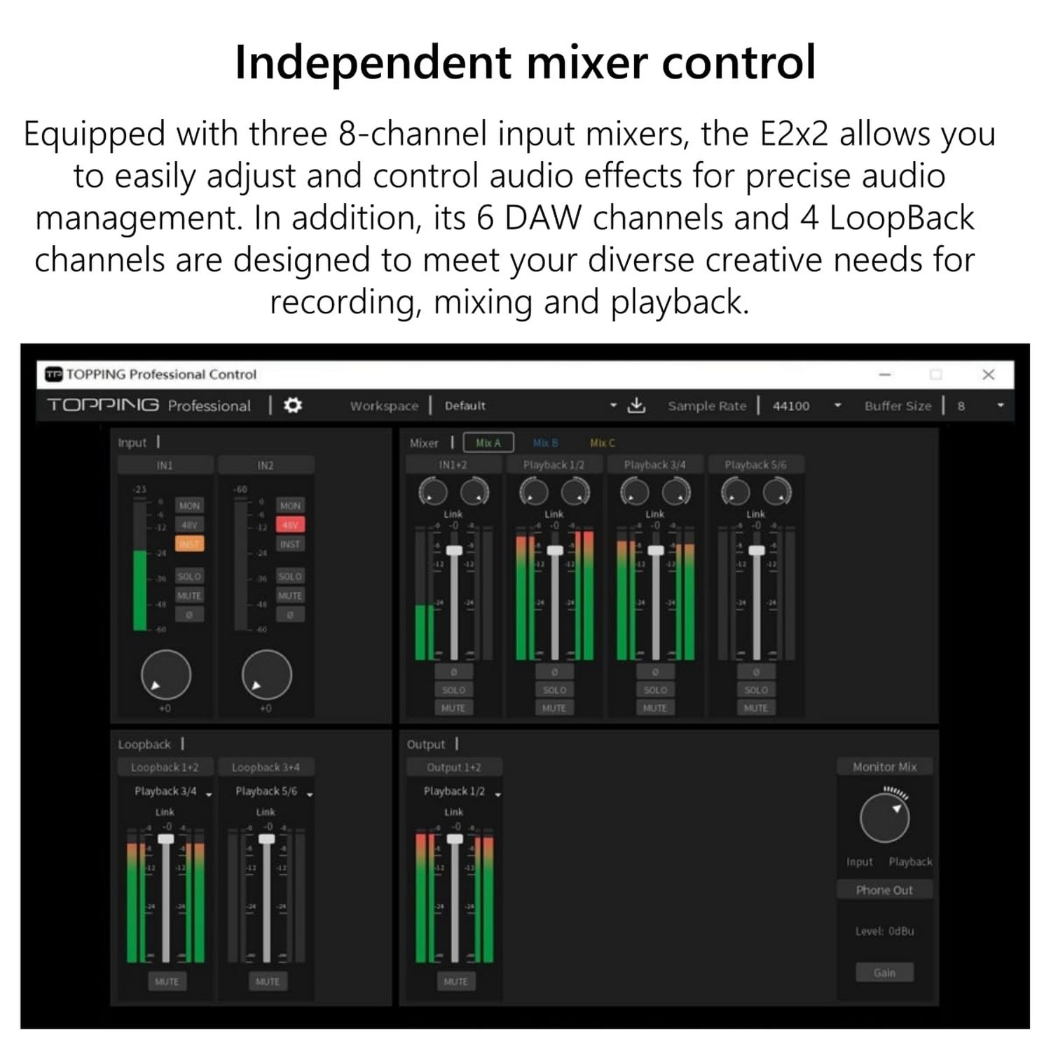 TOPPING E2X2 USB Audio Interface - High-Performance Mixer & Recordi... Fast Ship