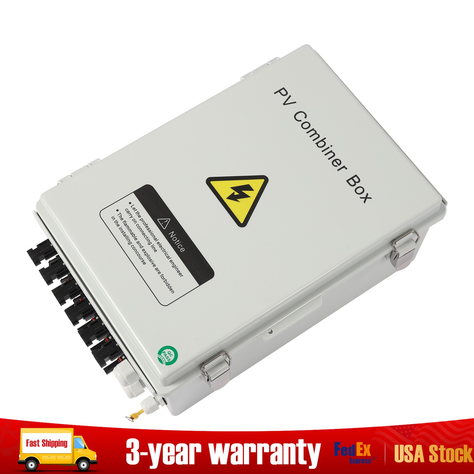 6 String Solar PV Combiner Box 15A Circuit Breaker for Solar Panel Plastic