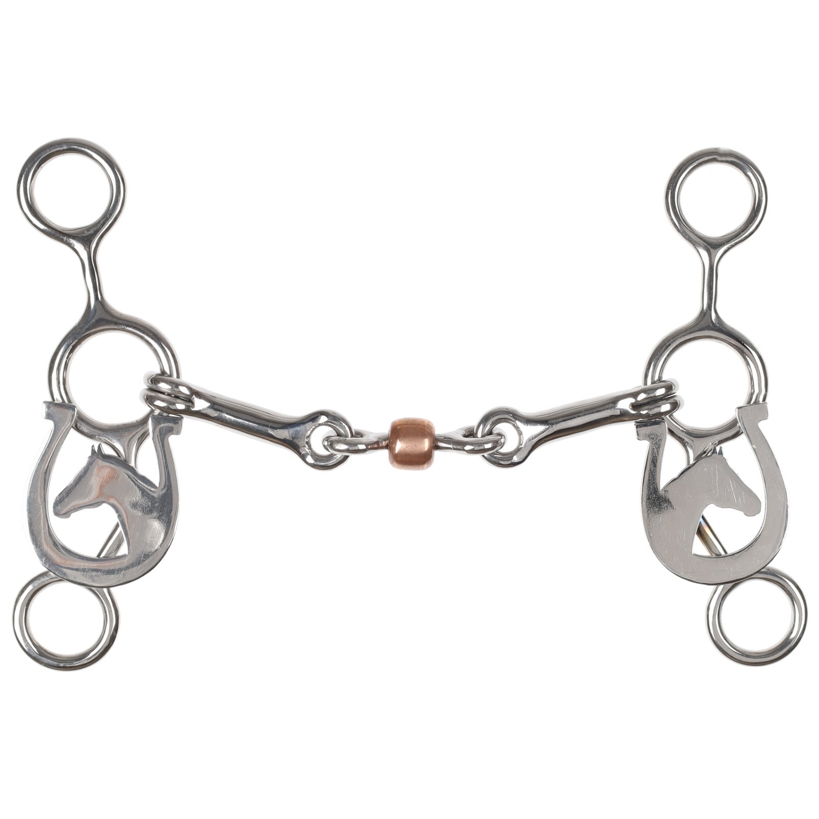 JR COWHORSE BIT Horseshoe Haven Stainless Steel Dogbone with Copper Roller