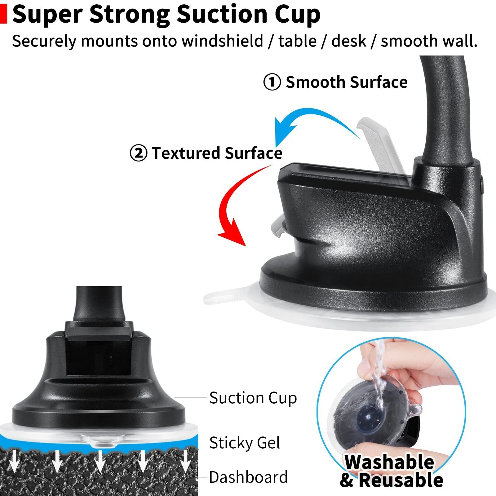 APPS2Car Tablet Car Mount Holder for iPad | Strong Suction Cup