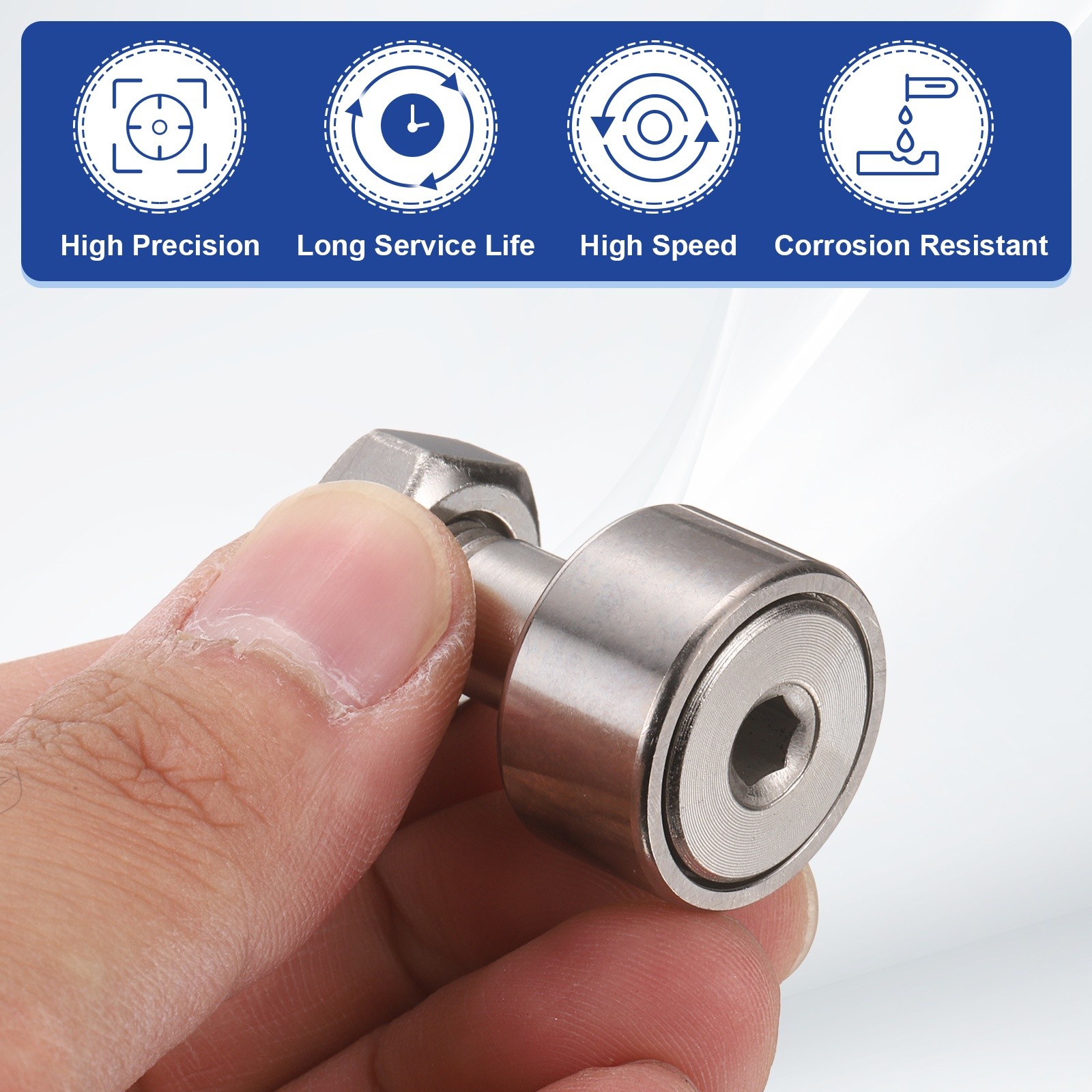 CF10/KR22 Cam Follower Track Runner Bearings, 22mm Roller Dia M10 Stud