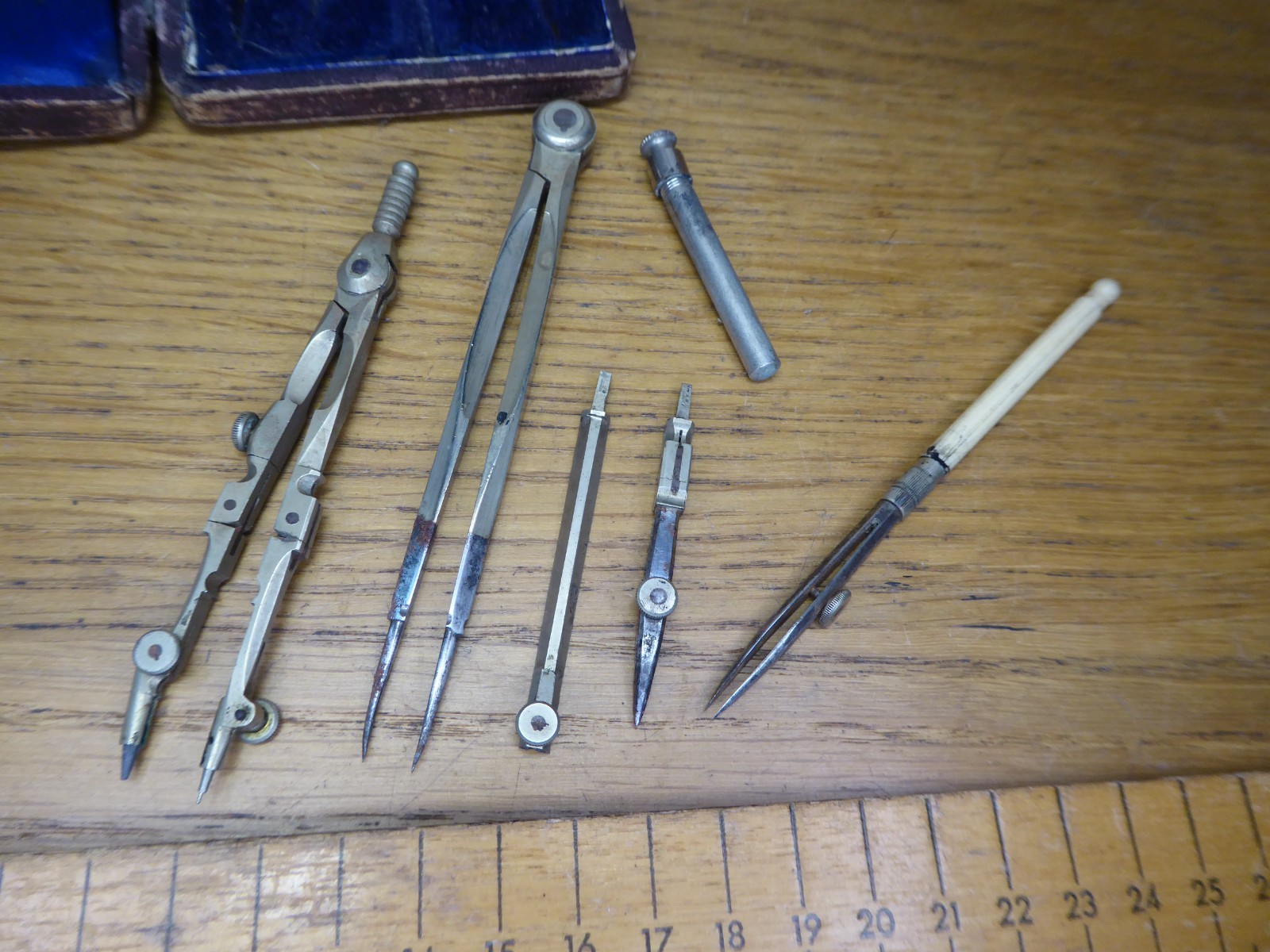 Antique Jackson Bros Drawing Set / Geometry Set .Cased Jackson Bros Compass set