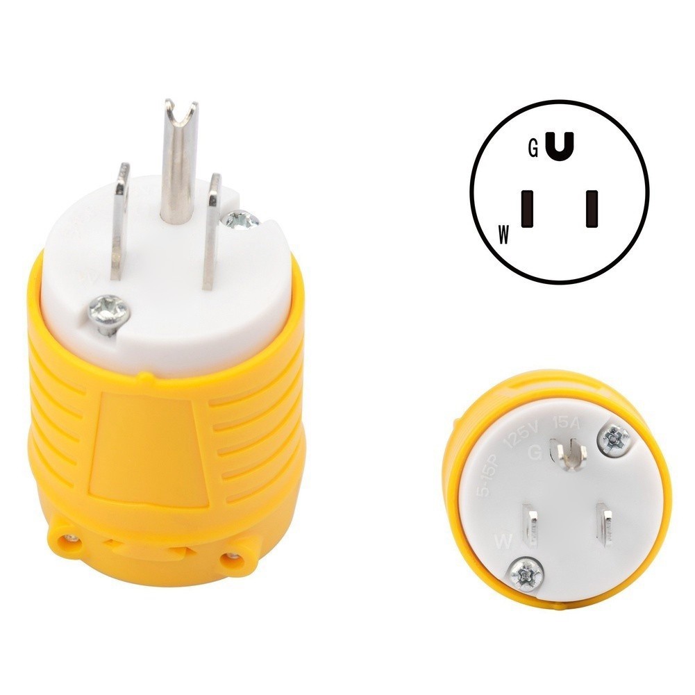 5-15P Dual Socket 15A 125V AC Rated ABS Power Receptacle for Work Areas