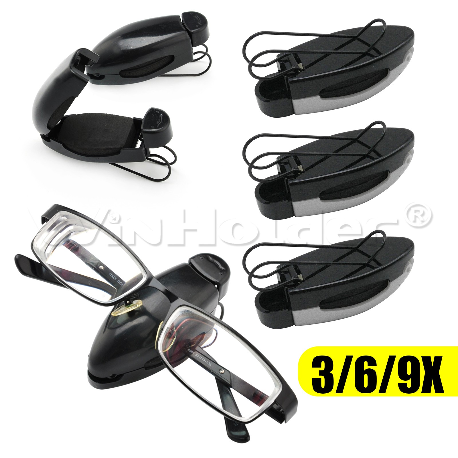 3-9PC Universal Car Sun Visor Glasses Clip Carbon Fibre Sunglasses Cards Holder