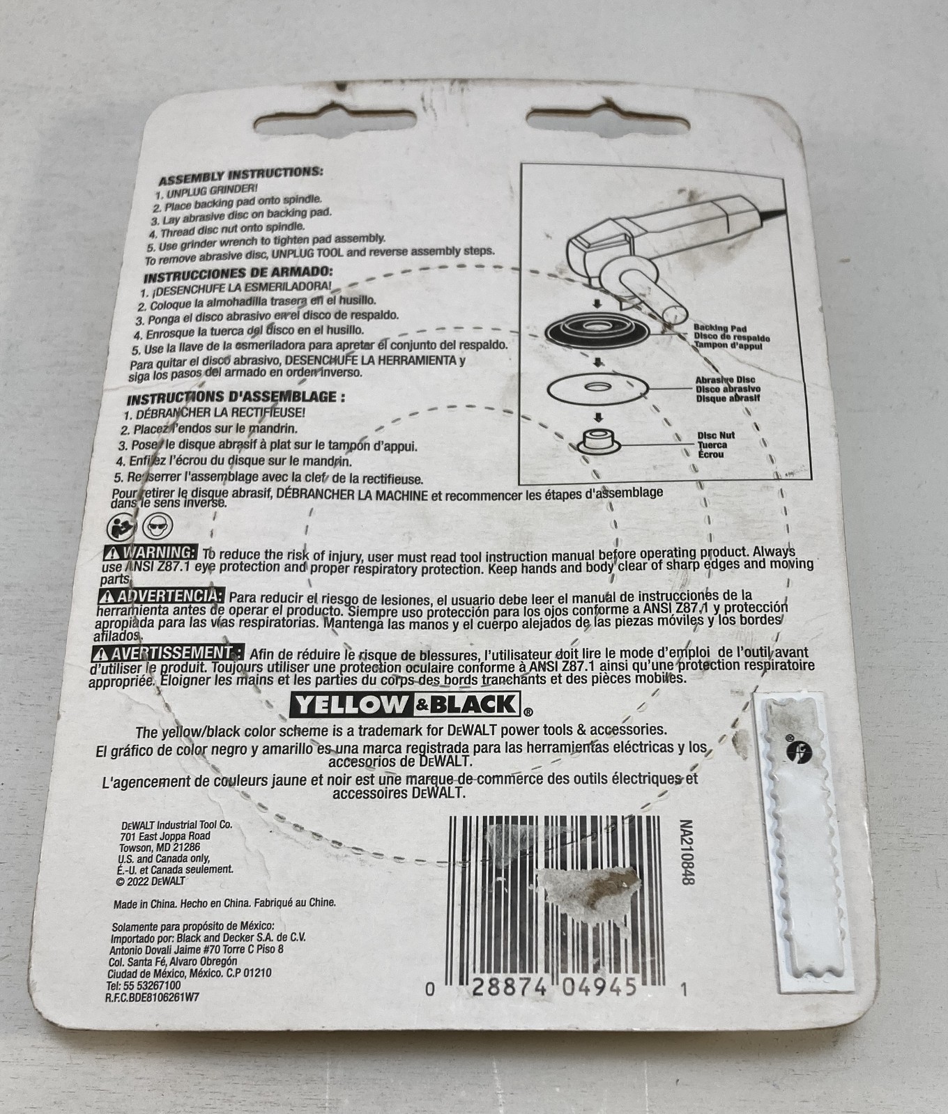 DeWalt 4-1/2" Rubber Backing Pad & Nut DW4945
