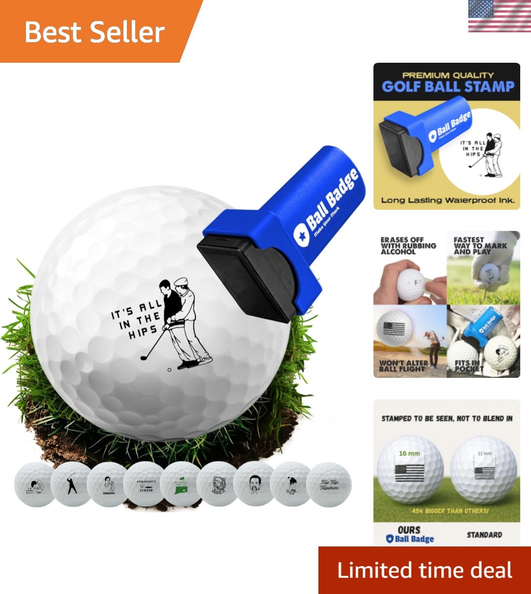 Ball Badge Golf Ball Stamp The Happy Series, Golf Ball Marker, Reusable Golf ...