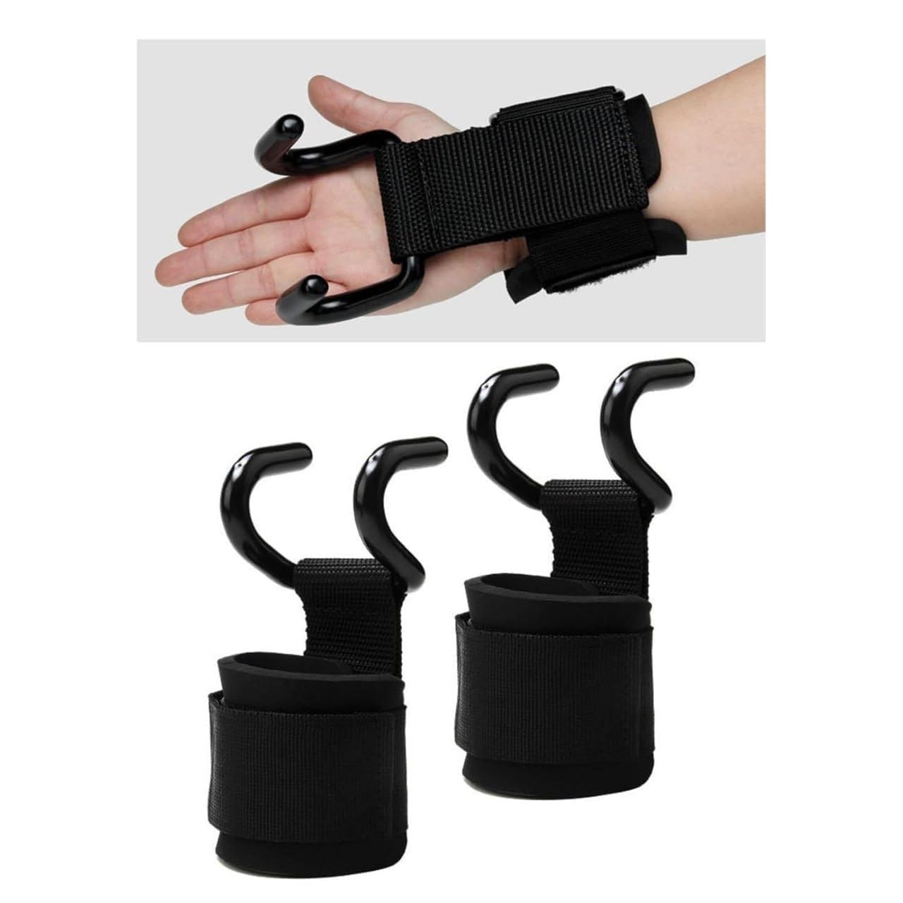 2 pcs Lifting Hook Weight Lifting Hook Metal Dual Hook (1 PAIR)