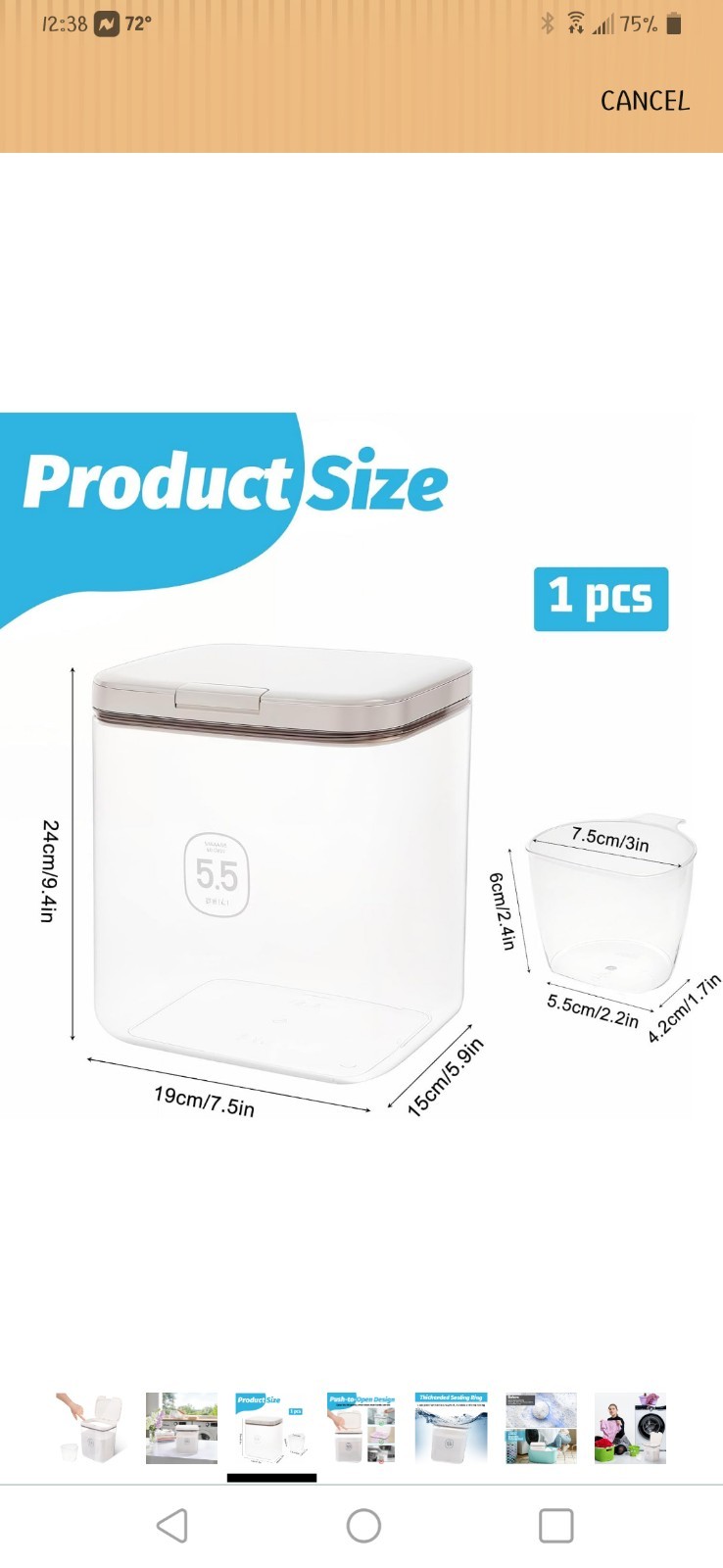 5.5 L Laundry Detergent Container