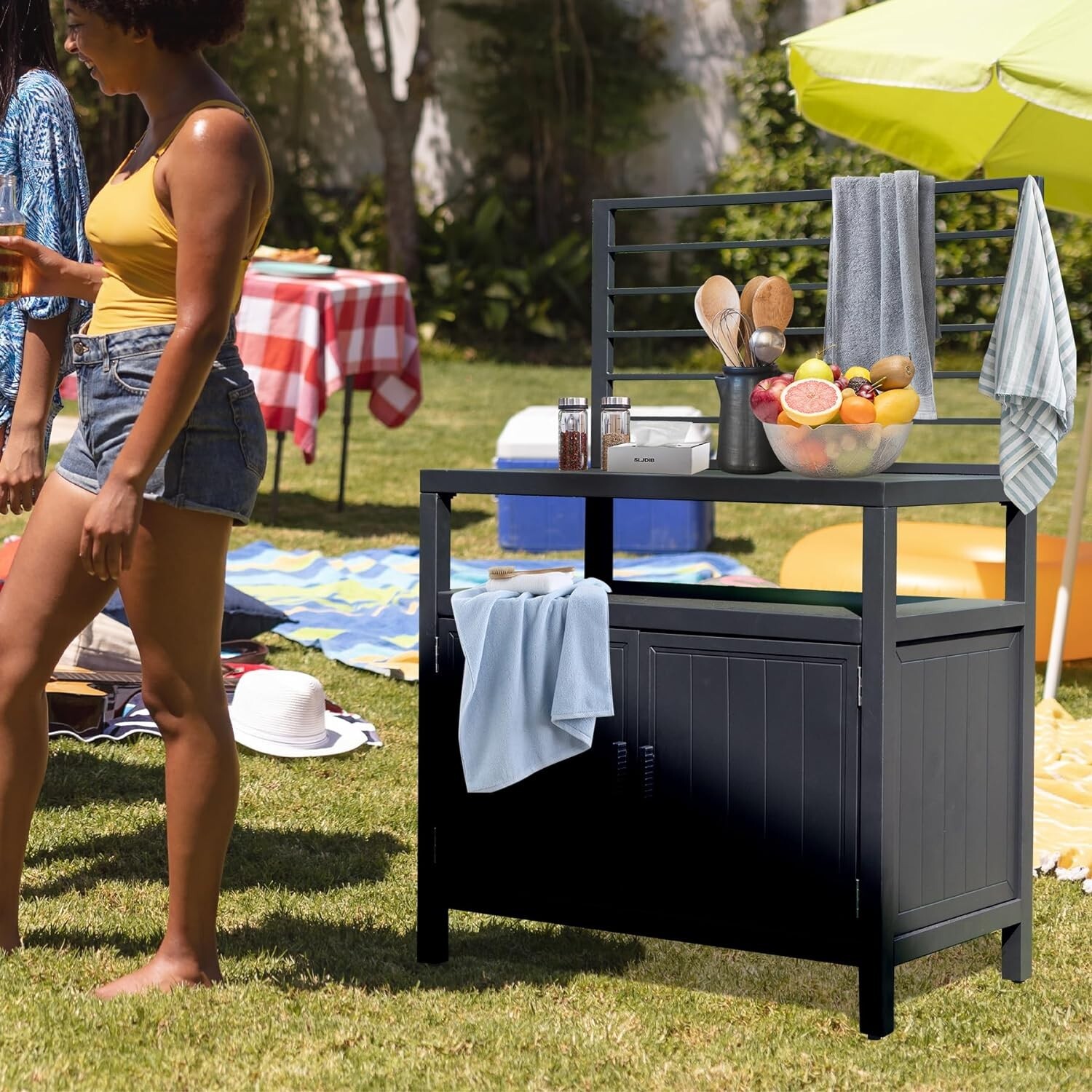 Domi Outdoor Living Aluminum Kitchen Island with Freestanding Storage Cabinet