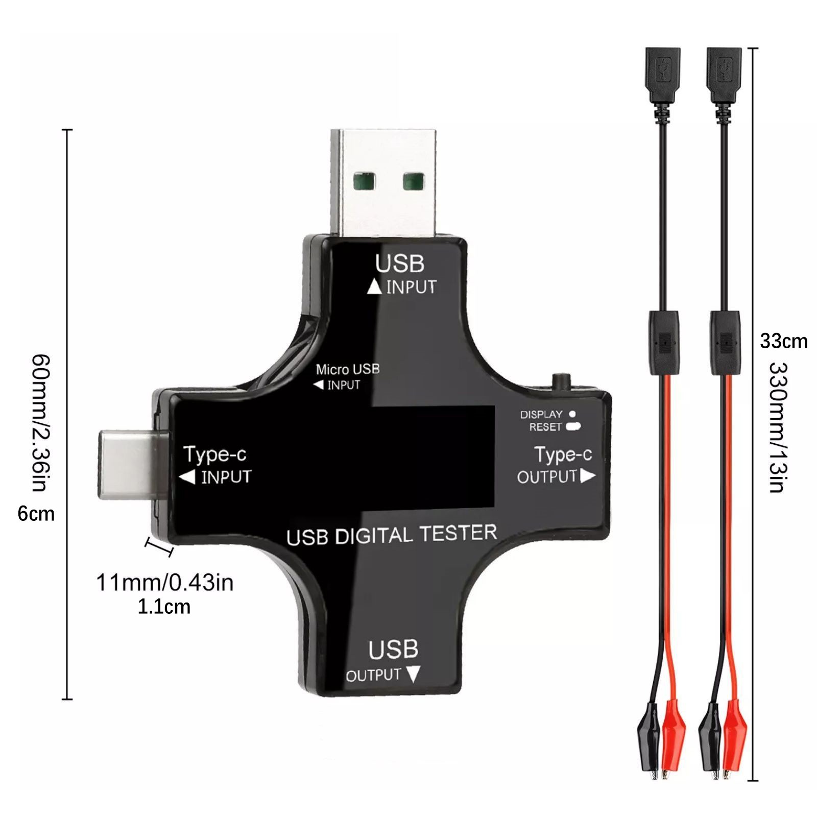 2.36*2.36 inch USB Power Meter Tester Digital Multimeter Voltage Current