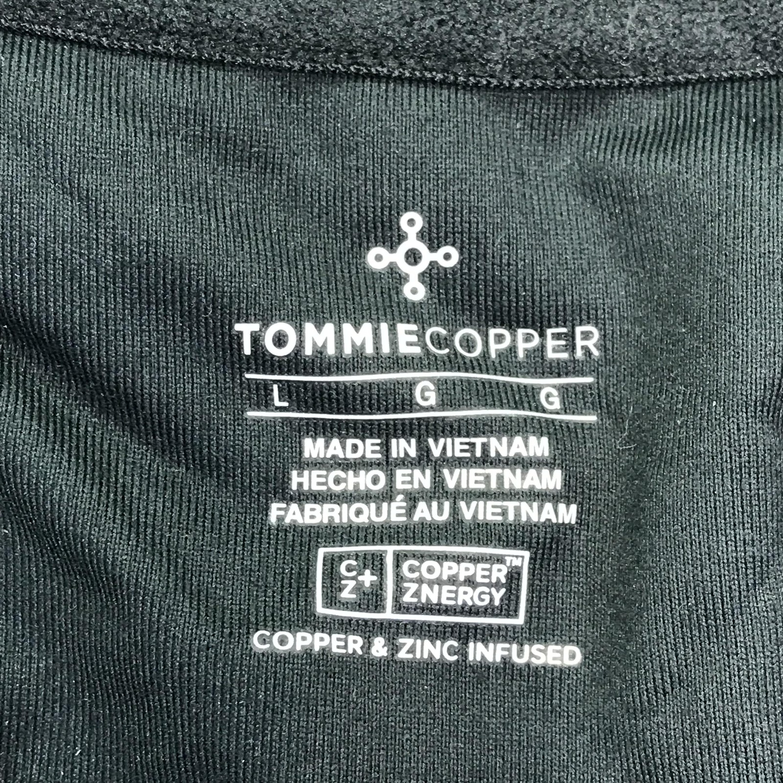 Tommie Copper Mens Large Compression Shirt Lower Back Support Black Top