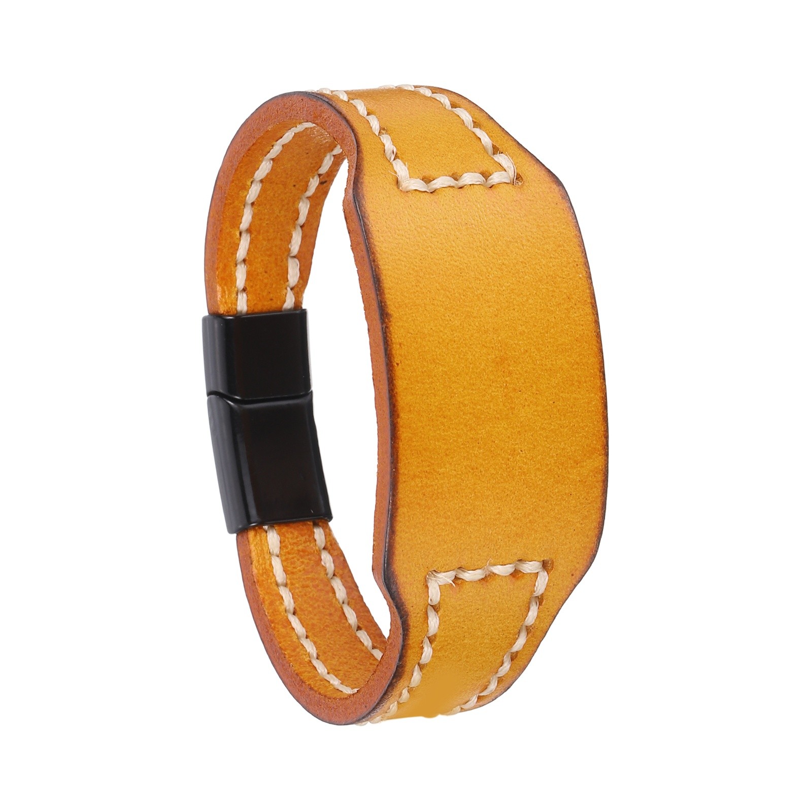 Stitched Leather Bracelets Leather Vintage Bracelets, Khaki