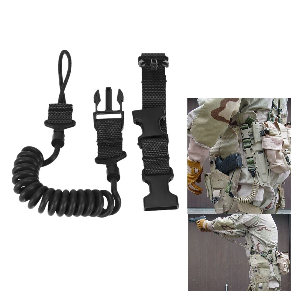 Tactical Heavy Duty Pistol Lanyard Airsoft Quick Release Elastic Pistol Sling US
