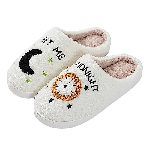 Unisex Meet Me at Midnight Slippers Soft 7.5-8 Women/6.5-7 Men White